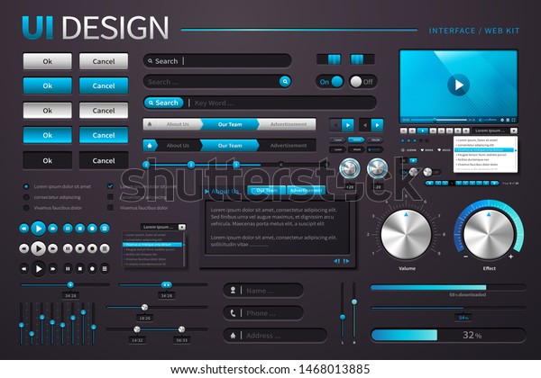 Cool Ui Design Different Buttons Black Stock Vector Royalty Free