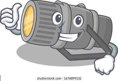 Cool underwater flashlight cartoon design style making Thumbs up gesture