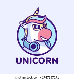 Cool Unicorn Wearing Sunglasses Logo Design