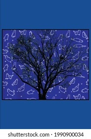 Cool Unique Cat Tree Design Vector Illustration Graphic Design for Document and Print