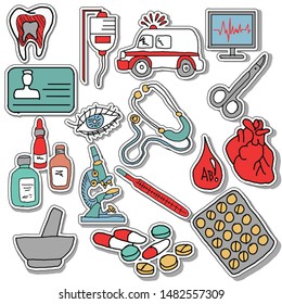 cool and unique hand drawn doodle medical healtcare equipment icon vector isolated 