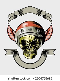 cool unique helmet skull illustration logo