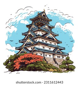COOL AND UNIQUE OSAKA CASTLE - VECTOR FILE