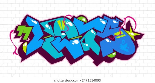 Cool Urban Hip Hop Abstract Word Lets Graffiti Style Font Lettering Vector Illustration Template Art