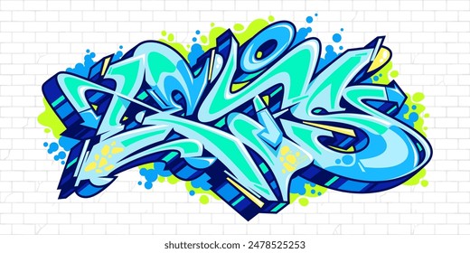 Cool Urban Hip Hop Abstract Word Lets Graffiti Style Font Lettering Vector Illustration Template Art