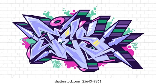 Cool Urban Hip Hop Abstract Word Tes Graffiti Style Font Lettering Vector Illustration Template Art