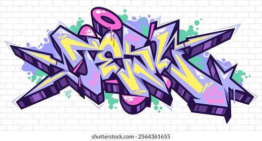 Cool Urban Hip Hop Abstract Word Tesl Graffiti Style Font Lettering Vector Illustration Template Art