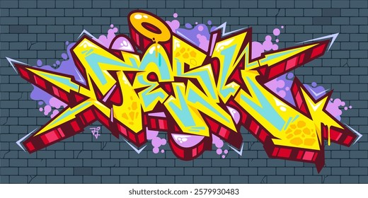 Cool Urban Hip Hop Abstract Word Tesl Graffiti Style Font Lettering Vector Illustration Template Art