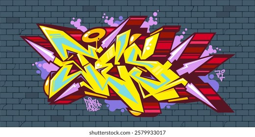 Cool Urban Hip Hop Abstract Word Tes Graffiti Style Font Lettering Vector Illustration Template Art