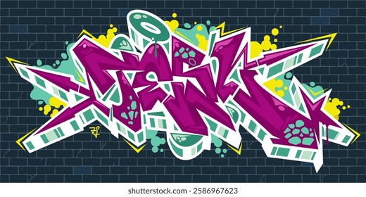 Cool Urban Hip Hop Abstract Word Tesl Graffiti Style Font Lettering Vector Illustration Template Art