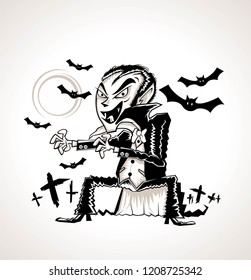 cool vampire cartoon line vector