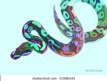 Cool varicolored poster with low poly anaconda. Background with wild animal. Vector illustration eps 10.