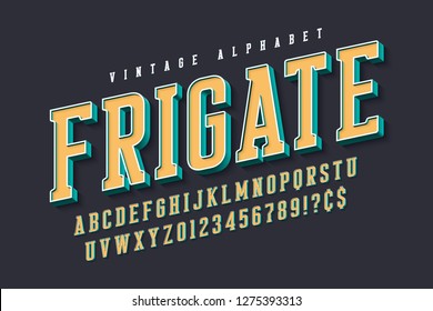 Cool vector 3d design of alphabet, typeface, font, letters and numbers. Swatch colors control