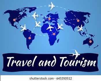 Cool vector background on travel. Airline travel and tourism. Business airline travel.