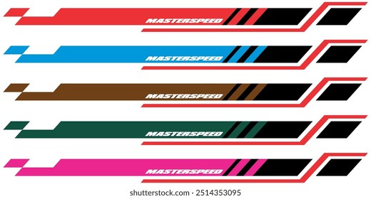 Formas básicas del Vector fresco, variaciones a todo color y texto de MASTERCAR, el diseño principal para la producción de la impresión de la etiqueta engomada del vinilo.