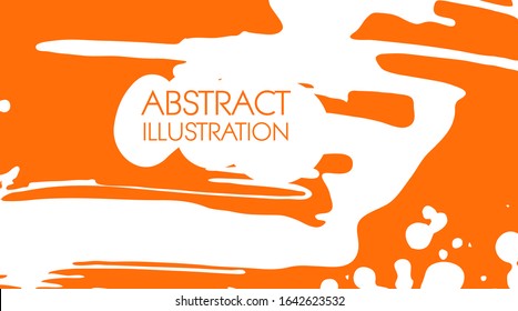 Cool vector bright poster with orange abstract ink color elements.. Poster, brochure, banner or flyer template design. Grunge vector illustration.