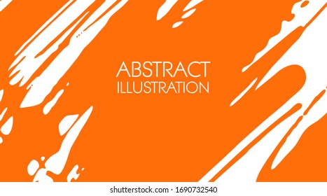Cool vector bright poster with orange abstract ink color elements.. Poster, brochure, banner or flyer template design. Grunge vector illustration.