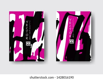 Cool vector bright poster set with abstract colorful elements. Poster, brochure, banner or flyer template design.