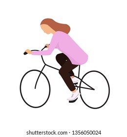 Cool vector character design on young woman riding bicycles
