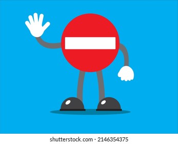 Cool vector character of traffic signs marked no entry, suitable for symbol icon design or road sign illustration