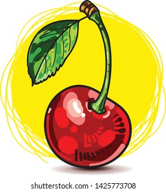Cool vector cherry - stock illustration