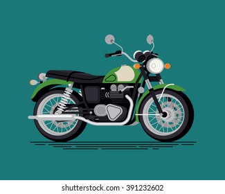 Cool vector classic design street cruiser motorcycle in trendy flat design, isolated. Classic retro bike motor two wheeled vehicle