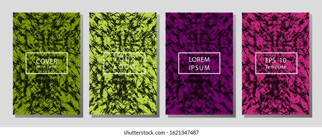 Cool vector cover band design. Colorful strip on black background layout for business. Contrast cover for front page of  leaflet.