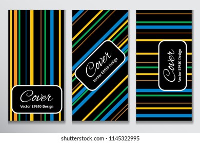 Cool vector cover band front page. Colorful strip on black background layout for advertisement purpose. Contrast cover for front of book.