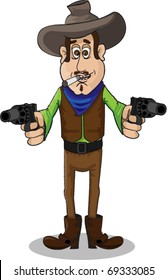 Cool vector cowboy with gun Isolated on white background