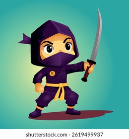 cool vector design of ninja in purple clothes character for video games or cartoon