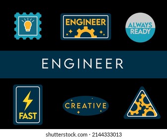 Cool vector desing set. engineer patches