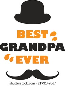 Cool vector drawing of the best grandfather in the world. Print for clothes, poster, sticker. Vector elements.