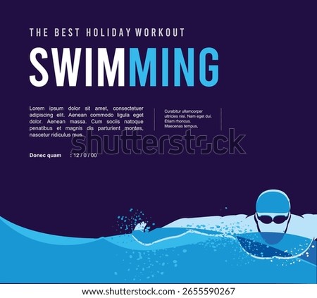 Cool vector editable swimming poster for any graphic background