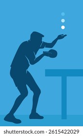 Cool vector editable table tennis pingpong player serve pose for any graphic background