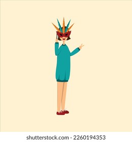 Cool vector flat character design on New Year or Birthday party with male and female characters having fun and having a toast. Vector Illustration. Cartoon Character.