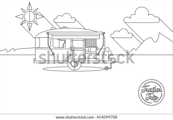 Cool vector\
flat character design of young people travelers with trailer car.\
Student tourists friends and couple ready to their road trip. Woman\
and man having summer holidays\
trip\
