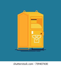 Cool Vector Flat Design Icon On Clothing Bin Or Clothes Donation Container 