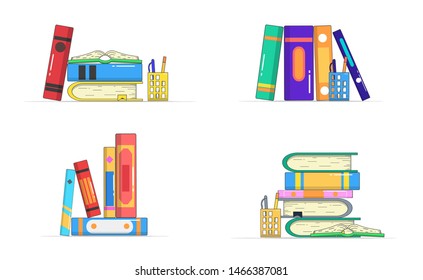 Cool vector flat design illustration of books . Knowledge, learning and education concept design, book collection with flat design illustration, eps 10 vector