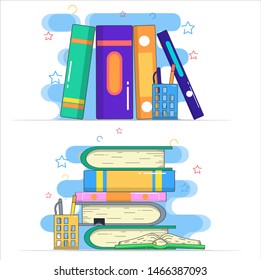Cool vector flat design illustration of books . Knowledge, learning and education concept design, book collection with flat design illustration, eps 10 vector