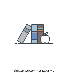 Cool vector flat design illustration on reading with abstract pile of books and flying around open and closed books. Knowledge, learning and education concept design