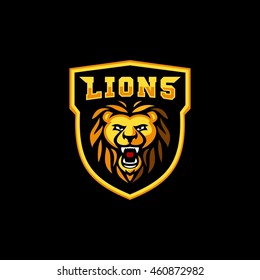 Cool vector Gold Lions sport team logo emblem