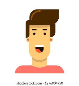 Cool vector happy cartoon character with modern hairstyle.