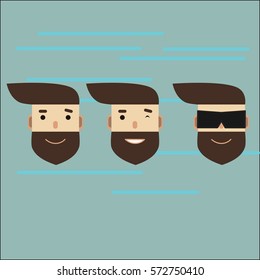 Cool vector hipster man character with beard