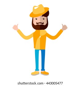 Cool vector hipster man. Flat design.