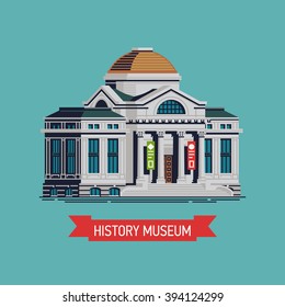 Cool vector History Museum building icon. City cultural community center building in flat design, isolated. Exhibition gallery in classical architectural style
