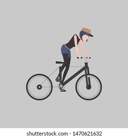 Cool vector illustration of girl riding on the bike
