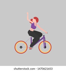 Cool vector illustration of girl riding on the bike