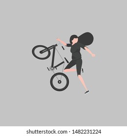 Cool vector illustration of girl riding on the bike