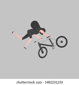 Cool vector illustration of girl riding on the bike