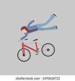 Cool vector illustration of man riding on the bike
